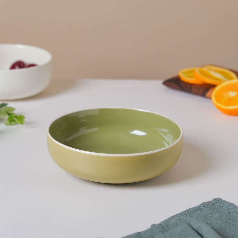 Jaen Olive Green Snack Bowl 7 Inch - Bowl, ceramic bowl, serving bowls, noodle bowl, salad bowls, bowl for snacks, large serving bowl | Bowls for dining table & home decor