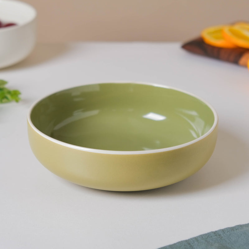 Jaen Olive Green Snack Bowl 7 Inch - Bowl, ceramic bowl, serving bowls, noodle bowl, salad bowls, bowl for snacks, large serving bowl | Bowls for dining table & home decor