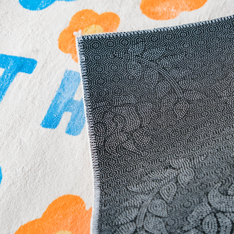 Blue Flower Bedside Runner Rug