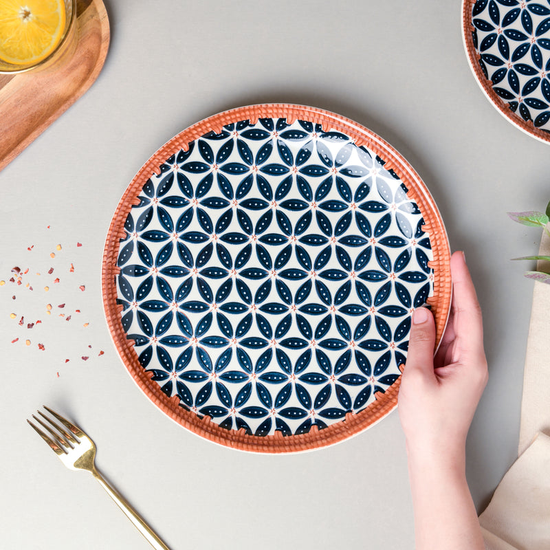 Floret Ceramic Dinner Plate 10 Inch - Serving plate, lunch plate, ceramic dinner plates| Plates for dining table & home decor