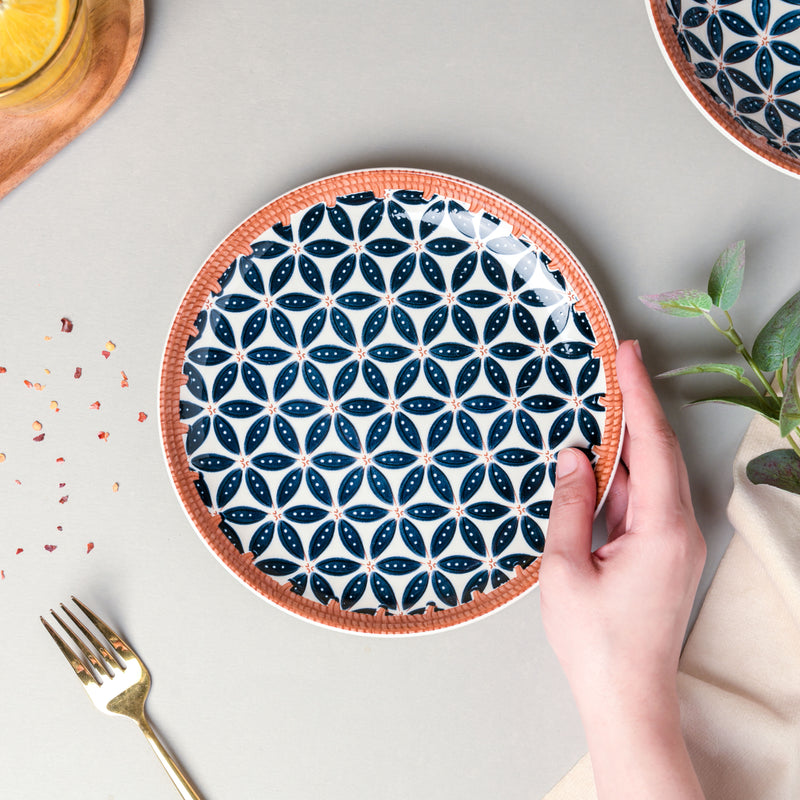 Floret Ceramic Snack Plate 7.5 Inch - Serving plate, snack plate, dessert plate | Plates for dining & home decor