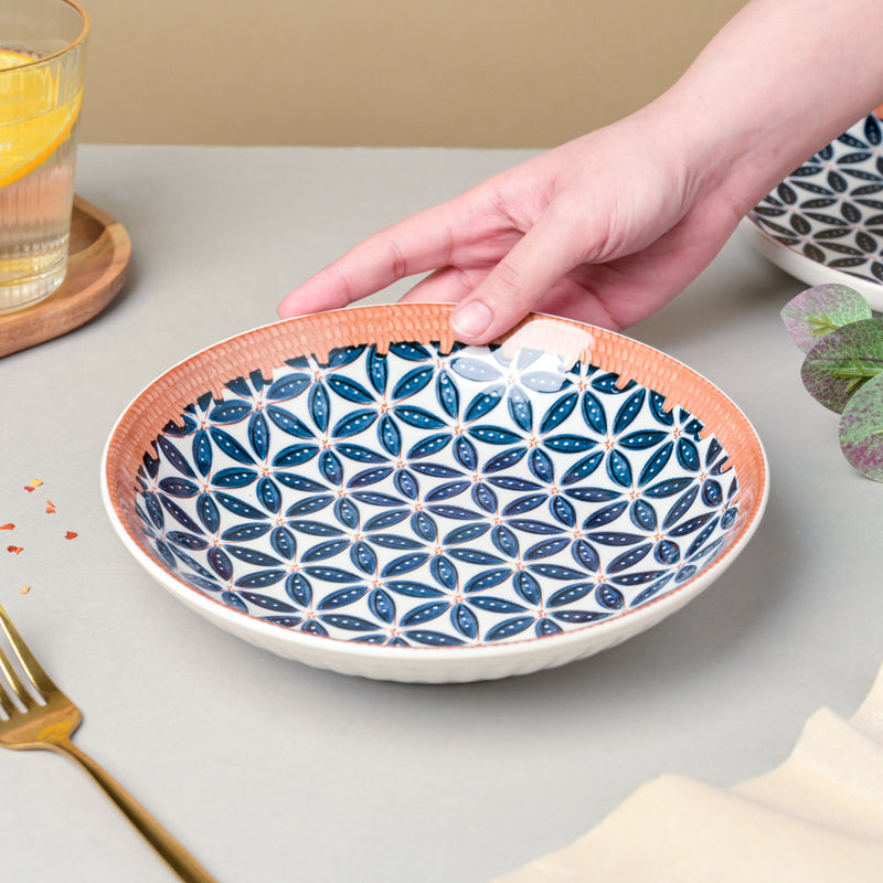 Floret Ceramic Snack Dish 8 Inch - Serving plate, snack plate, dessert plate | Plates for dining & home decor