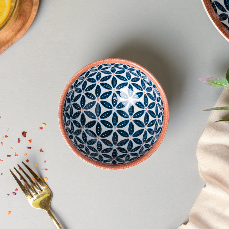 Floret Ceramic Snack Bowl 4.5 Inch 250 ml - Bowl,ceramic bowl, snack bowls, curry bowl, popcorn bowls | Bowls for dining table & home decor