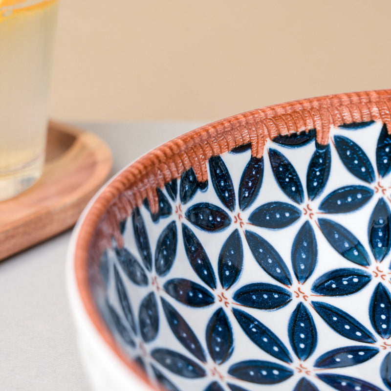 Floret Ceramic Serving Bowl 9 Inch 1 L - Bowl, ceramic bowl, serving bowls, noodle bowl, salad bowls, bowl for snacks, large serving bowl | Bowls for dining table & home decor