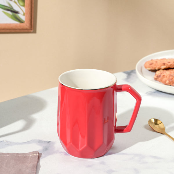 Flame Red Ceramic Mug 350 ml- Mug for coffee, tea mug, cappuccino mug | Cups and Mugs for Coffee Table & Home Decor