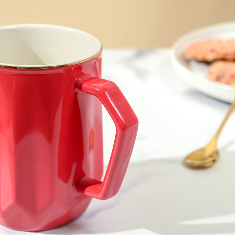 Flame Red Ceramic Mug 350 ml- Mug for coffee, tea mug, cappuccino mug | Cups and Mugs for Coffee Table & Home Decor