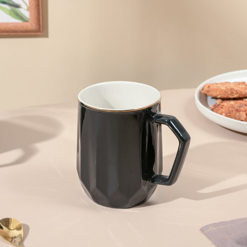 Onyx Black Ceramic Mug 350 ml- Mug for coffee, tea mug, cappuccino mug | Cups and Mugs for Coffee Table & Home Decor