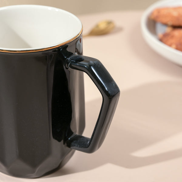 Onyx Black Ceramic Mug 350 ml- Mug for coffee, tea mug, cappuccino mug | Cups and Mugs for Coffee Table & Home Decor