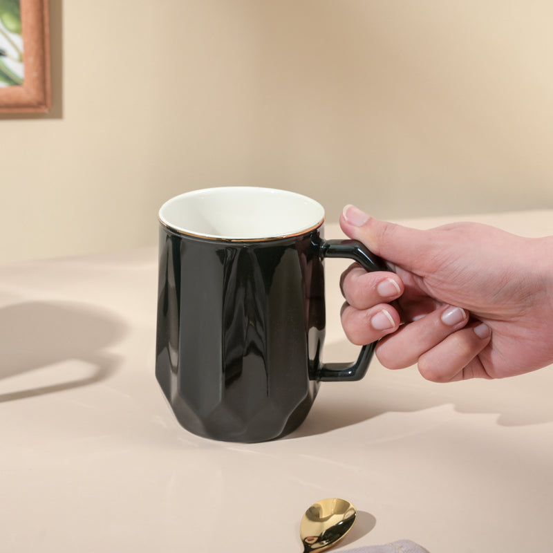 Onyx Black Ceramic Mug 350 ml- Mug for coffee, tea mug, cappuccino mug | Cups and Mugs for Coffee Table & Home Decor