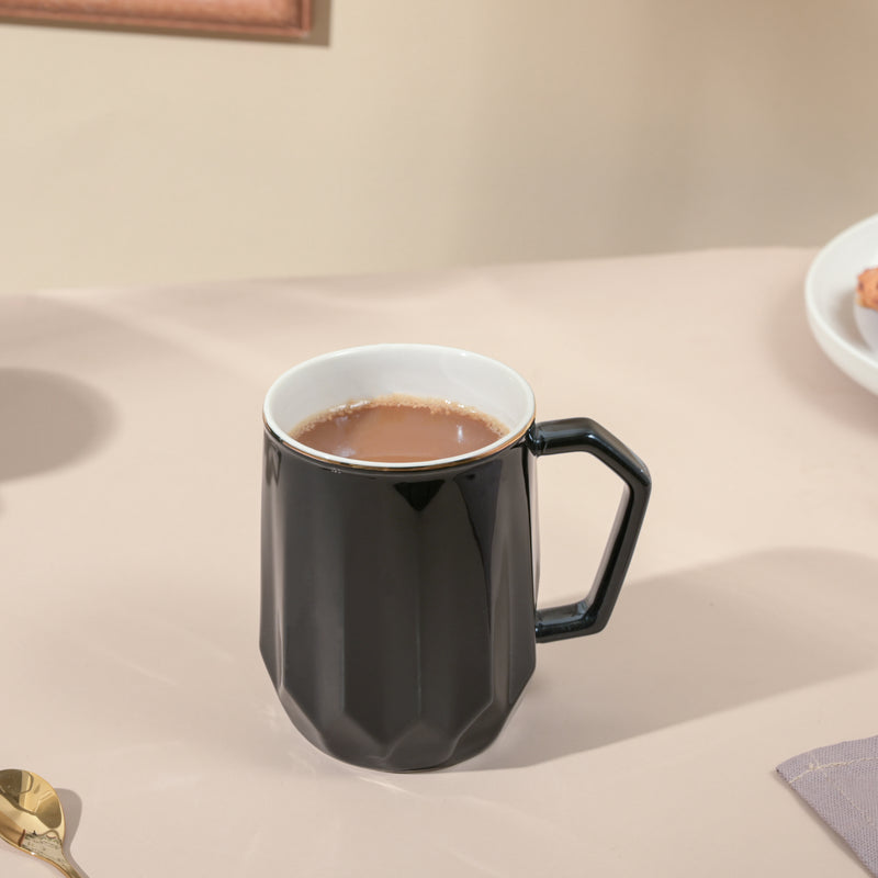Onyx Black Ceramic Mug 350 ml- Mug for coffee, tea mug, cappuccino mug | Cups and Mugs for Coffee Table & Home Decor