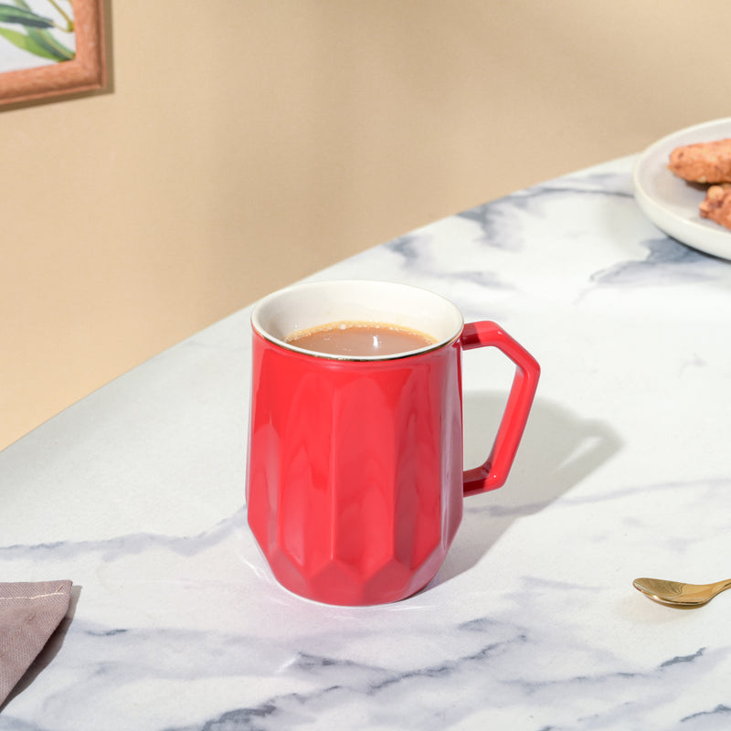 Flame Red Ceramic Mug 350 ml- Mug for coffee, tea mug, cappuccino mug | Cups and Mugs for Coffee Table & Home Decor