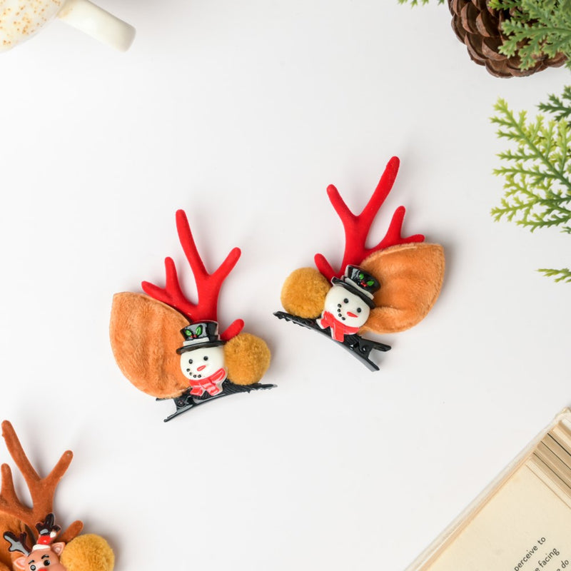 Christmas Snowman Hairclip Set Of 2