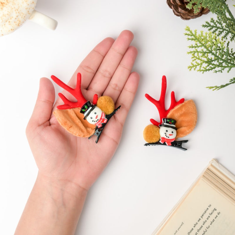 Christmas Snowman Hairclip Set Of 2