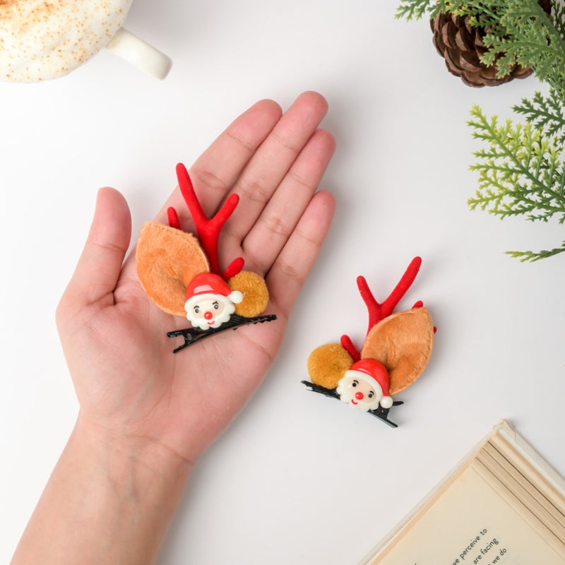 Christmas Santa Hairclip Set Of 2