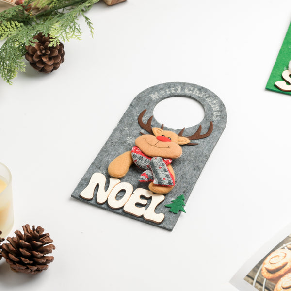 Noel Reindeer Door Tag Grey 8.5 Inch - Showpiece | Home decor item | Room decoration item