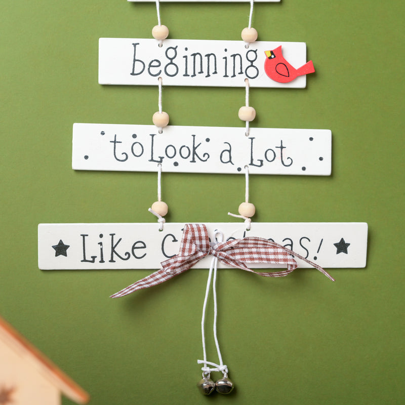 Festive Cheer Christmas Hanging White 11 Inch - Wall decoration for Christmas wall design | Room decor & home decoration items