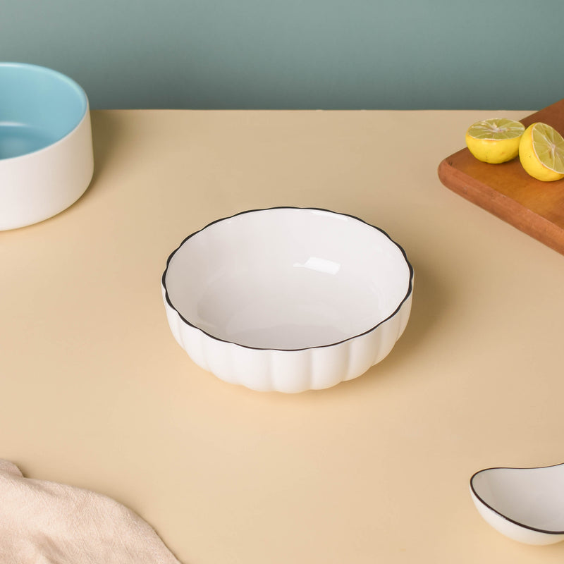 White Scallop Salad Bowl - Bowl, soup bowl, ceramic bowl, snack bowls, curry bowl, popcorn bowls | Bowls for dining table & home decor