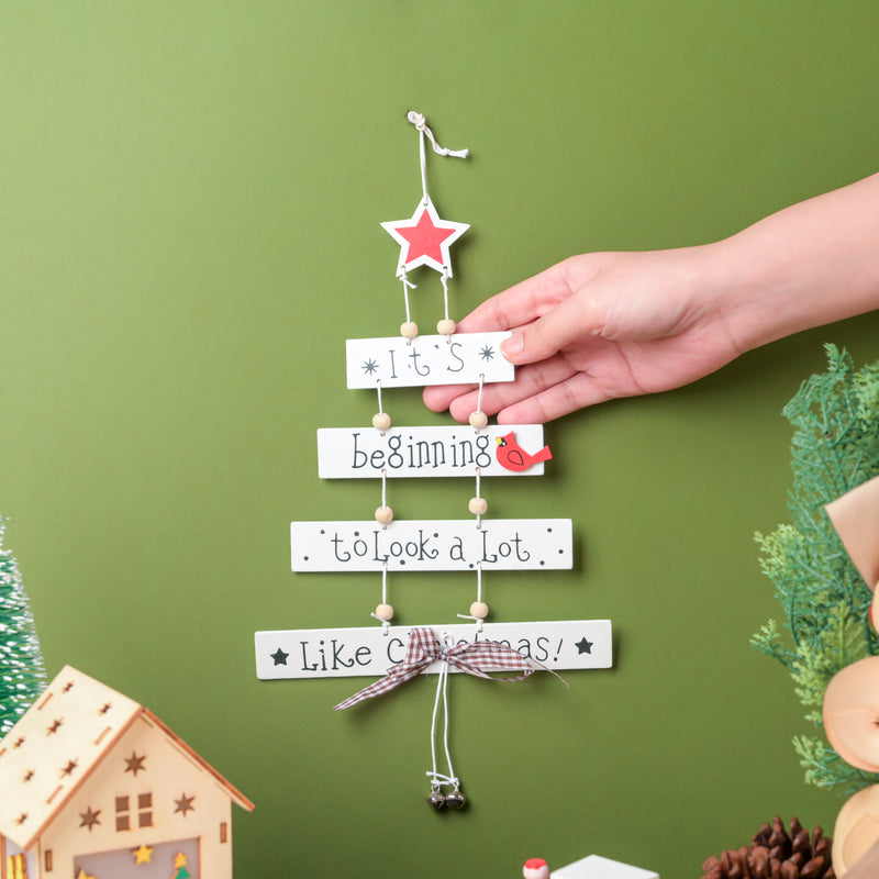 Festive Cheer Christmas Hanging White 11 Inch - Wall decoration for Christmas wall design | Room decor & home decoration items