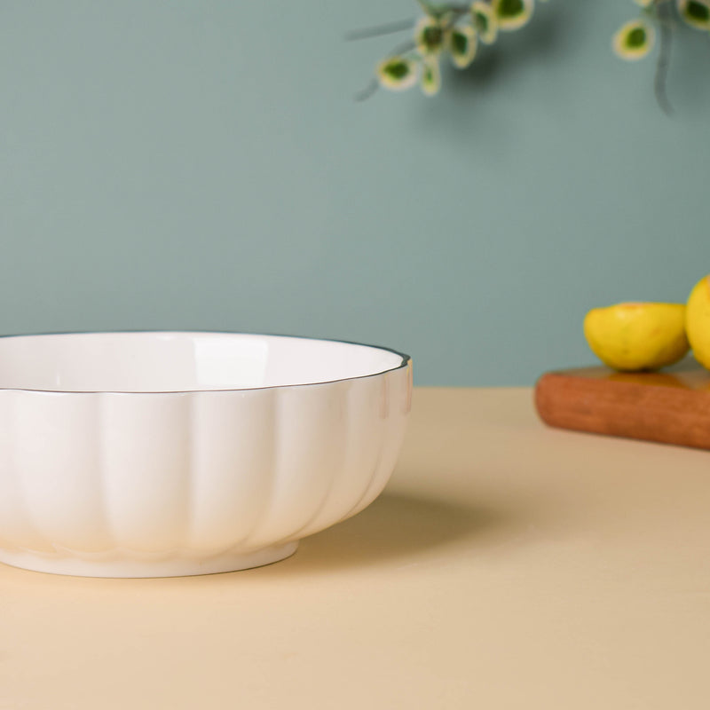 White Scallop Salad Bowl - Bowl, soup bowl, ceramic bowl, snack bowls, curry bowl, popcorn bowls | Bowls for dining table & home decor
