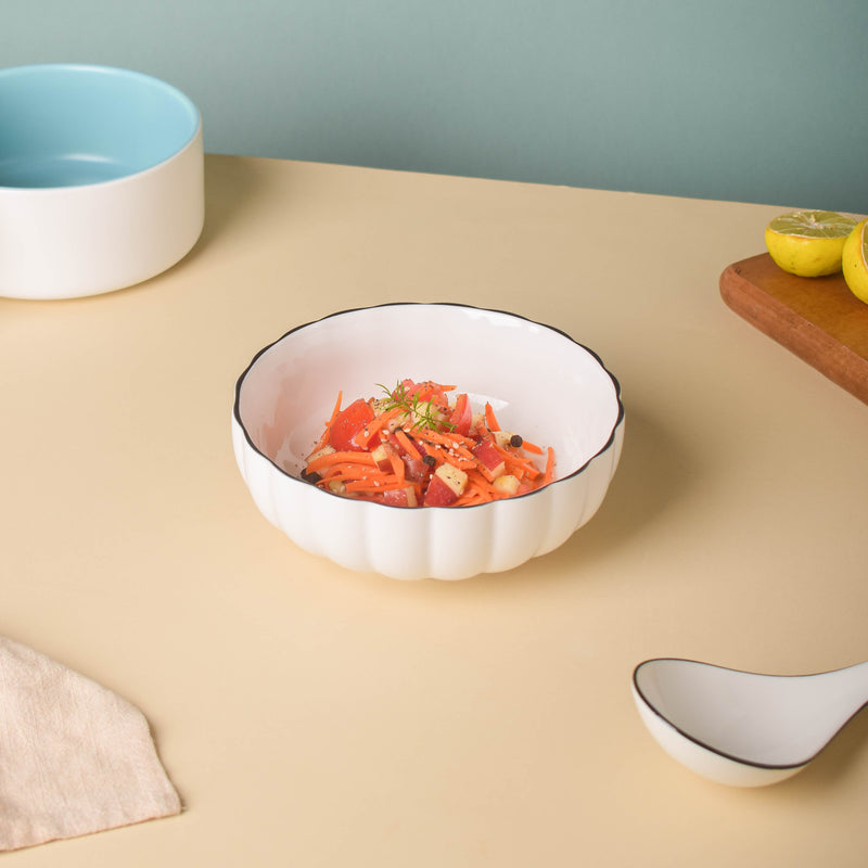 White Scallop Salad Bowl - Bowl, soup bowl, ceramic bowl, snack bowls, curry bowl, popcorn bowls | Bowls for dining table & home decor