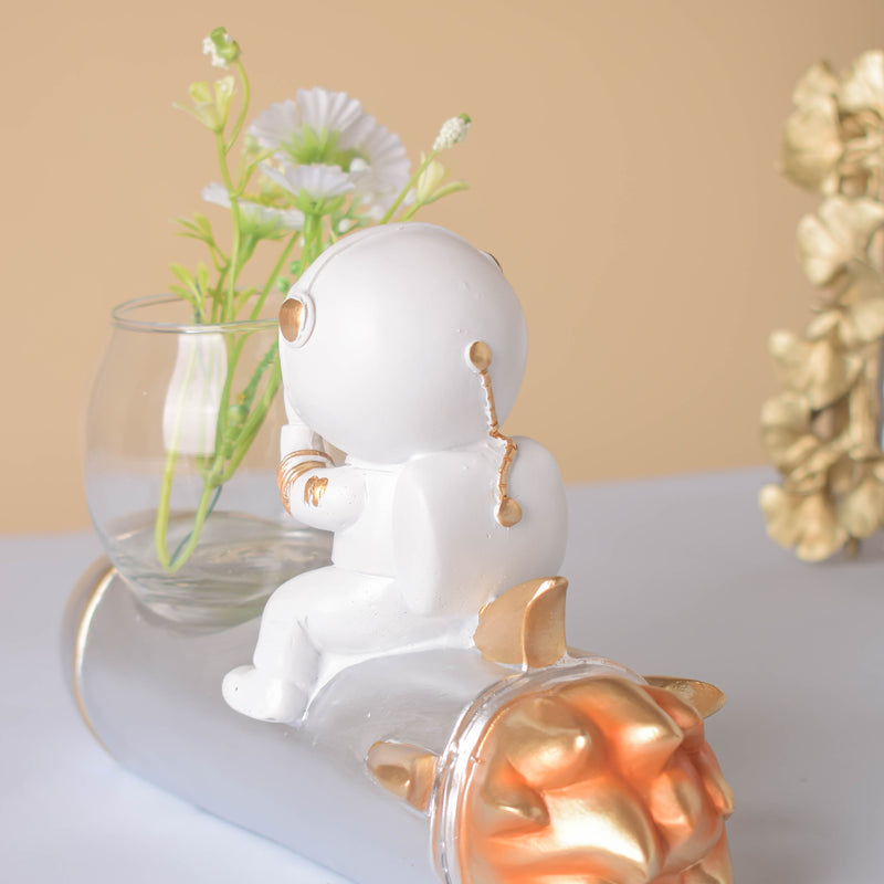 White Astronaut Diver Glass Vase - Showpiece | Home decor item | Room decoration item