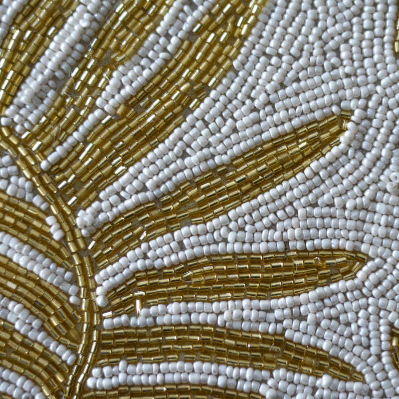 Beads White and Gold Rectangle Table Mat