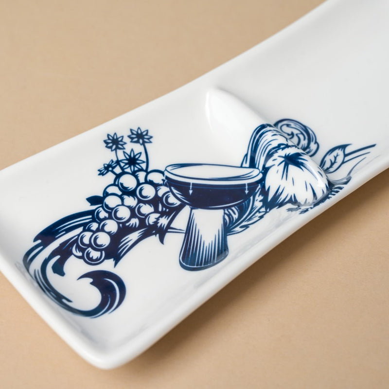 Snack Time Floral Ceramic Section Long Plate White 11.5 Inch - Ceramic platter, serving platter, fruit platter | Plates for dining table & home decor