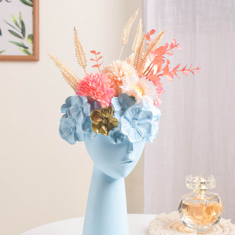 Charming Lady Blue Vase - Flower vase for home decor, office and gifting | Room decoration items
