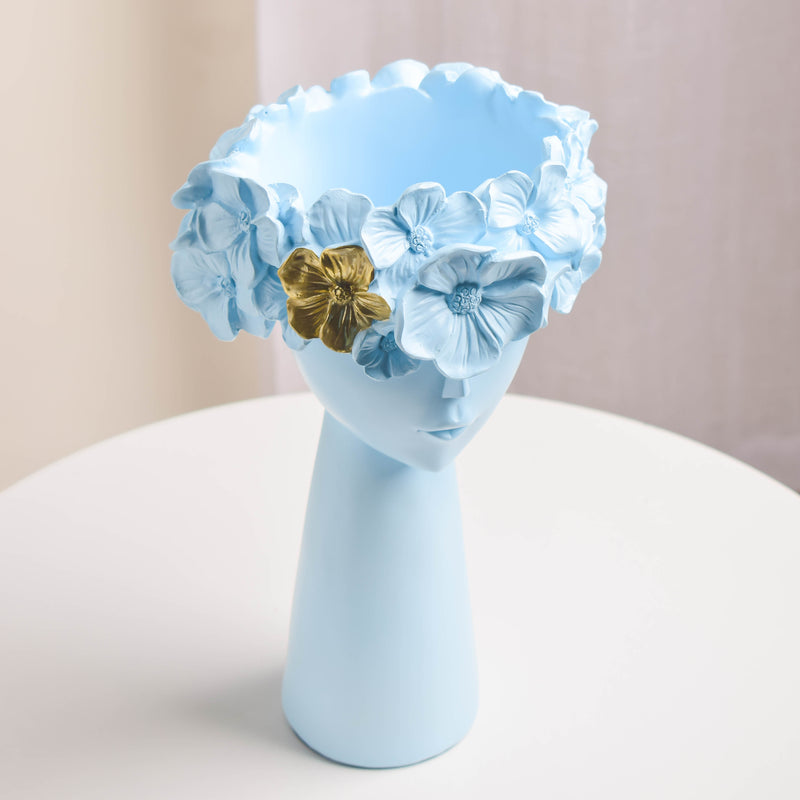 Charming Lady Blue Vase - Flower vase for home decor, office and gifting | Room decoration items