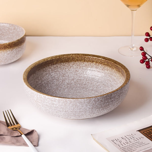 Speckled Serving Bowl Beige And Grey 9 Inch 1700 ml