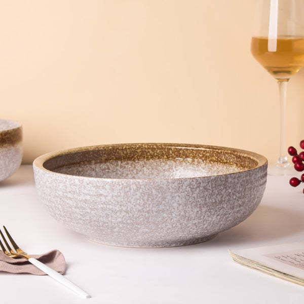 Speckled Serving Bowl Beige And Grey 9 Inch 1700 ml