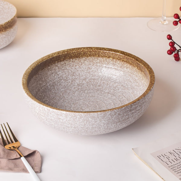 Speckled Serving Bowl Beige And Grey 9 Inch 1700 ml