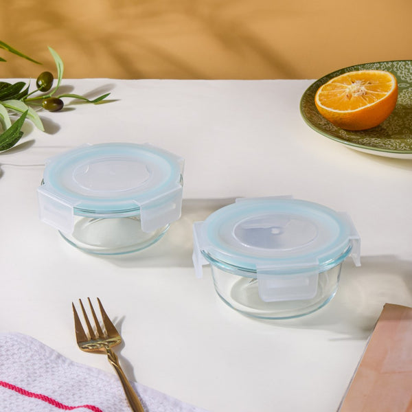 Glass Lunch Box With Lid Round Small Set Of 2 200ml - Lunch box