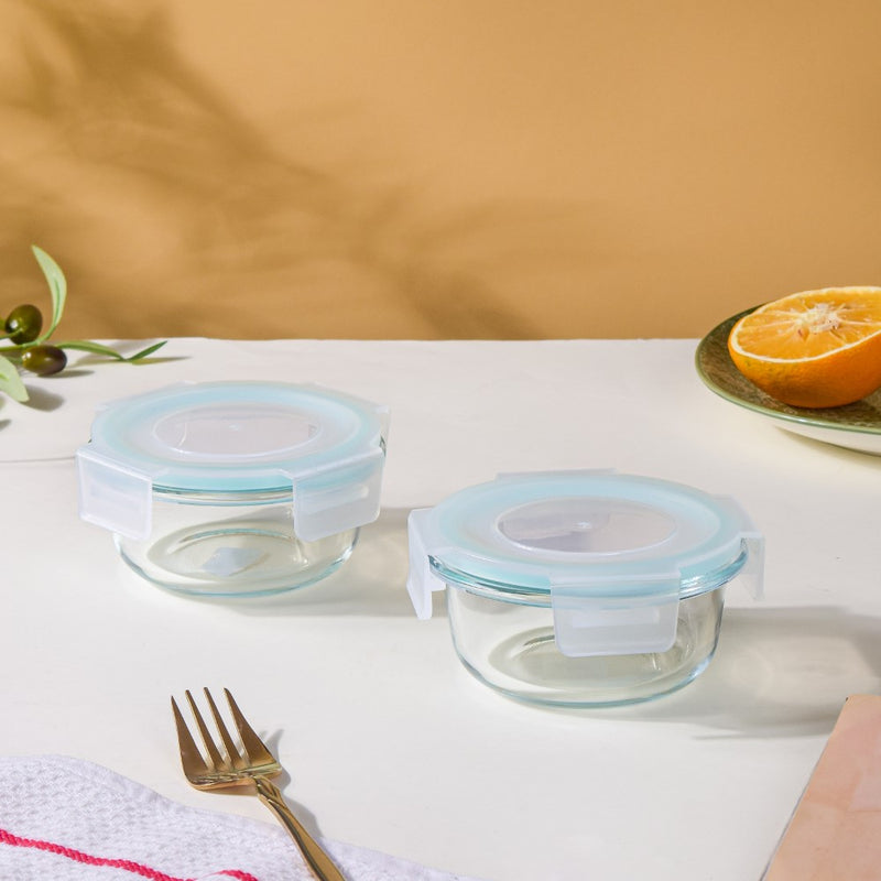 Glass Lunch Box With Lid Round Small Set Of 2 200ml - Lunch box