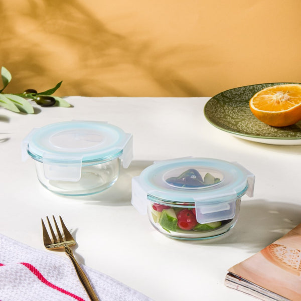 Glass Lunch Box With Lid Round Small Set Of 2 200ml - Lunch box