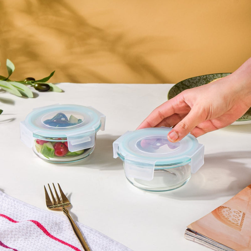 Glass Lunch Box With Lid Round Small Set Of 2 200ml - Lunch box