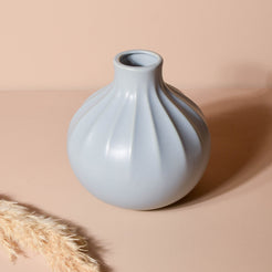 Modern Ribbed Vase - Flower vase for home decor, office and gifting | Home decoration items