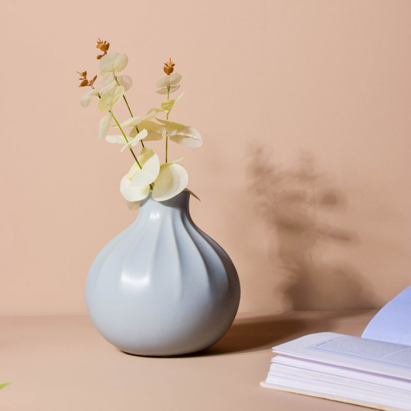 Modern Ribbed Vase - Flower vase for home decor, office and gifting | Home decoration items