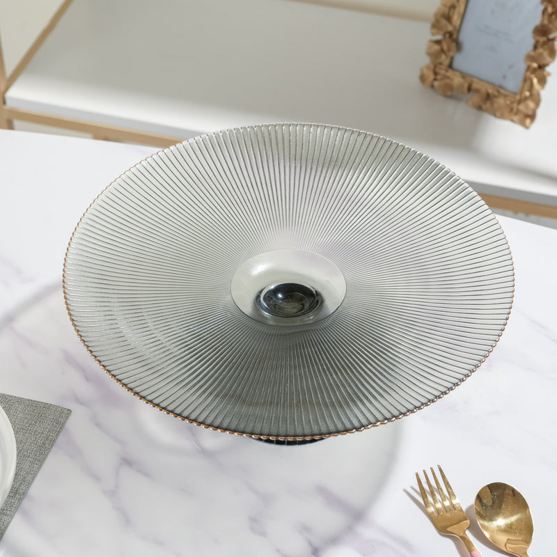 Grey Glass Cake Stand 13 inch