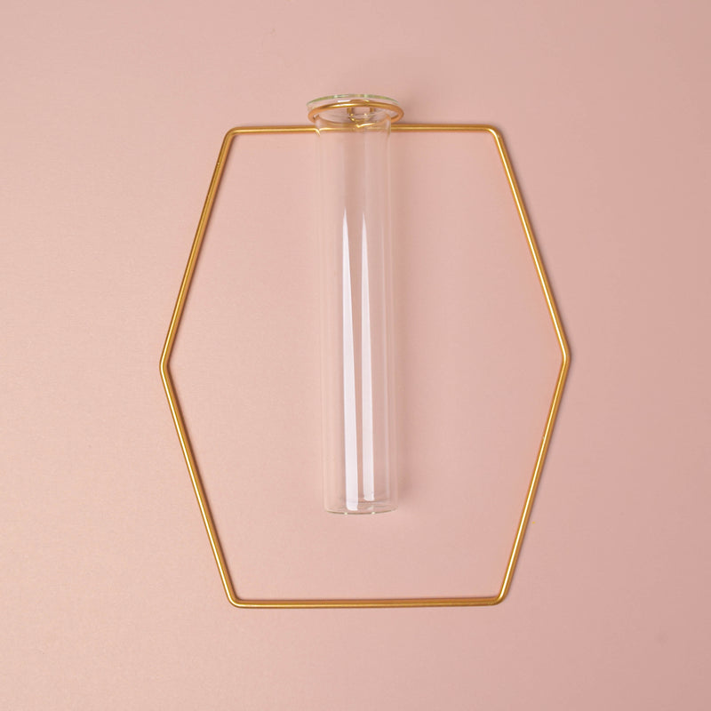 Hexagonal Holder Tube Vase - Flower vase for wall decoration/wall design | Living room decoration ideas