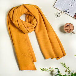 Pleated Hi-Fashion Stole Yellow