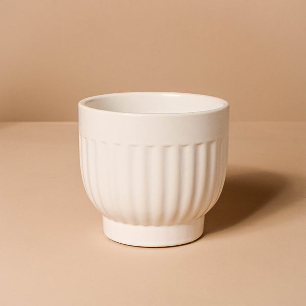 White Ribbed Vase