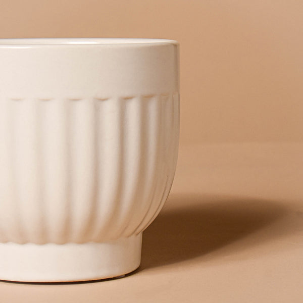 White Ribbed Vase