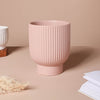 Dusky Pink Ribbed Vase - Flower vase for home decor, office and gifting | Home decoration items