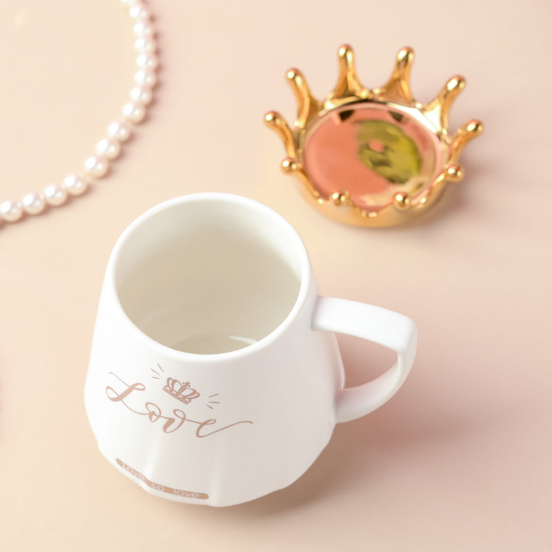 Royal Crown Love Coffee Cup With Lid 300 ml- Mug for coffee, tea mug, cappuccino mug | Cups and Mugs for Coffee Table & Home Decor