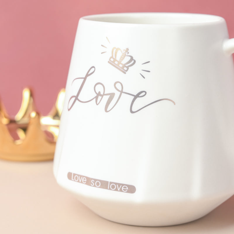 Royal Crown Love Coffee Cup With Lid 300 ml- Mug for coffee, tea mug, cappuccino mug | Cups and Mugs for Coffee Table & Home Decor