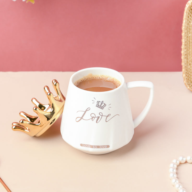 Royal Crown Love Coffee Cup With Lid 300 ml- Mug for coffee, tea mug, cappuccino mug | Cups and Mugs for Coffee Table & Home Decor