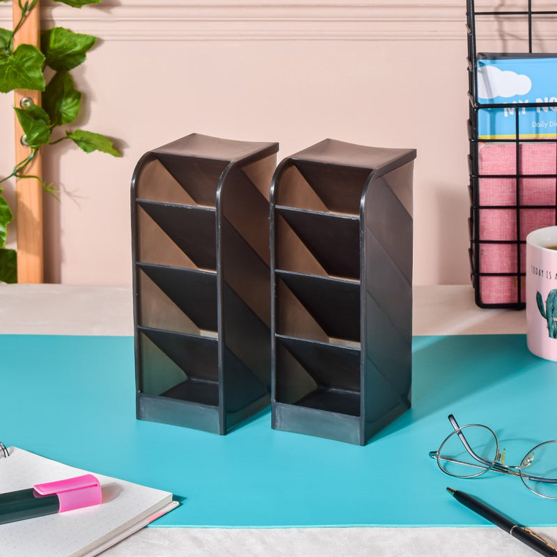Slanting Desk Organiser Black Set Of 2