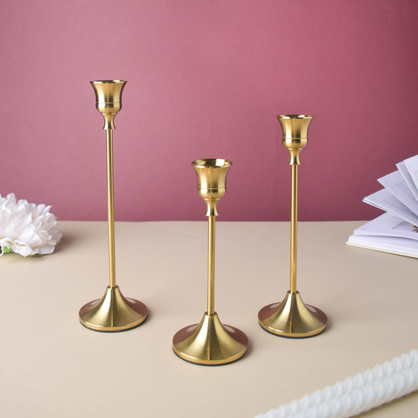 Golden Candle Stand Set Of 3 - Candle stand | Room decoration ideas