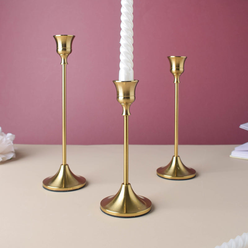Golden Candle Stand Set Of 3 - Candle stand | Room decoration ideas